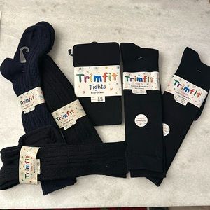 Girls navy blue knee-high socks and tights
